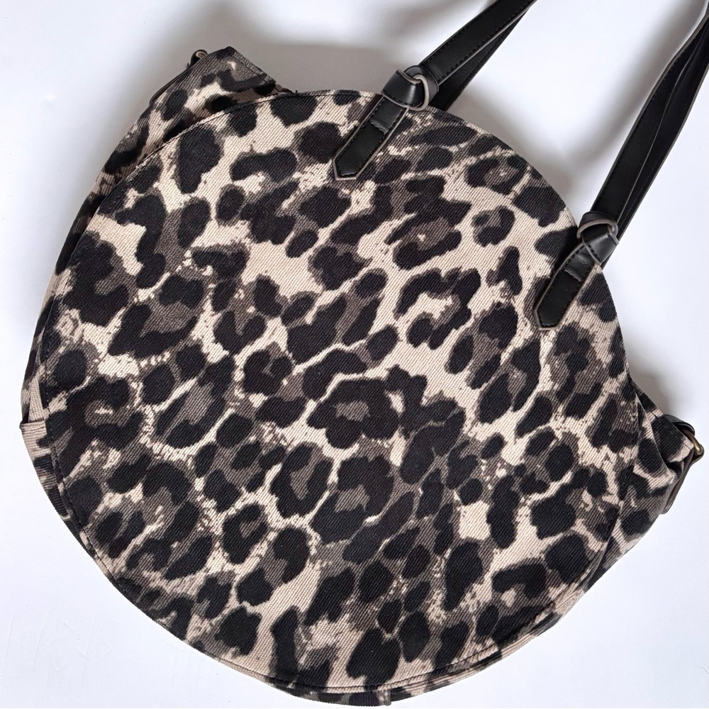 Animal Printed Textured Corduroy Oversized Half Moon Rounded Satchel Crossbody - Picture 1 of 13